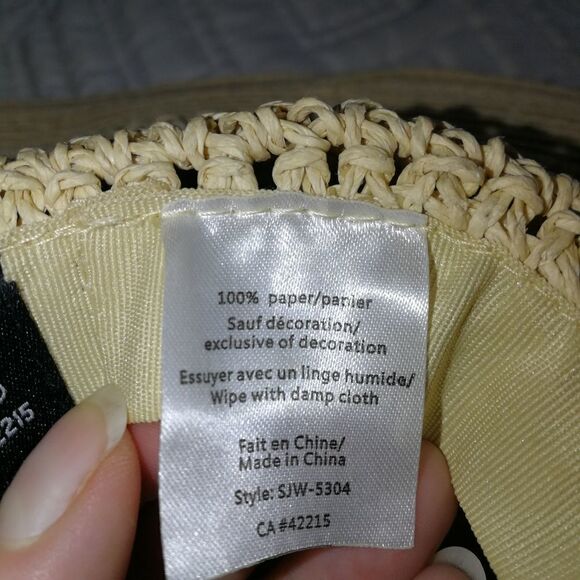 𝅺SARAJANE Light Beige Cottagecore Summer Floppy Style Paper Straw Hat - Picture 6 of 7